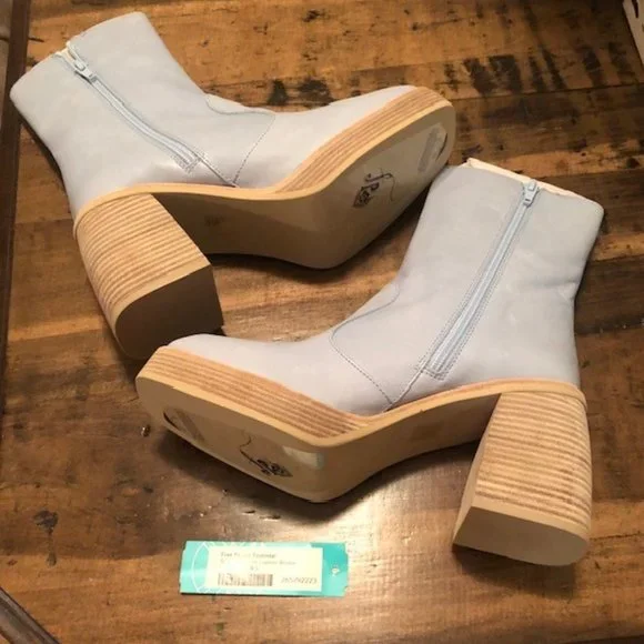 NEW $278 FREE PEOPLE CELESTE BLUE RUBY PLATFORM BOOTIES / BOOTS SIZE 39.5 / 9.5 - Picture 7 of 11